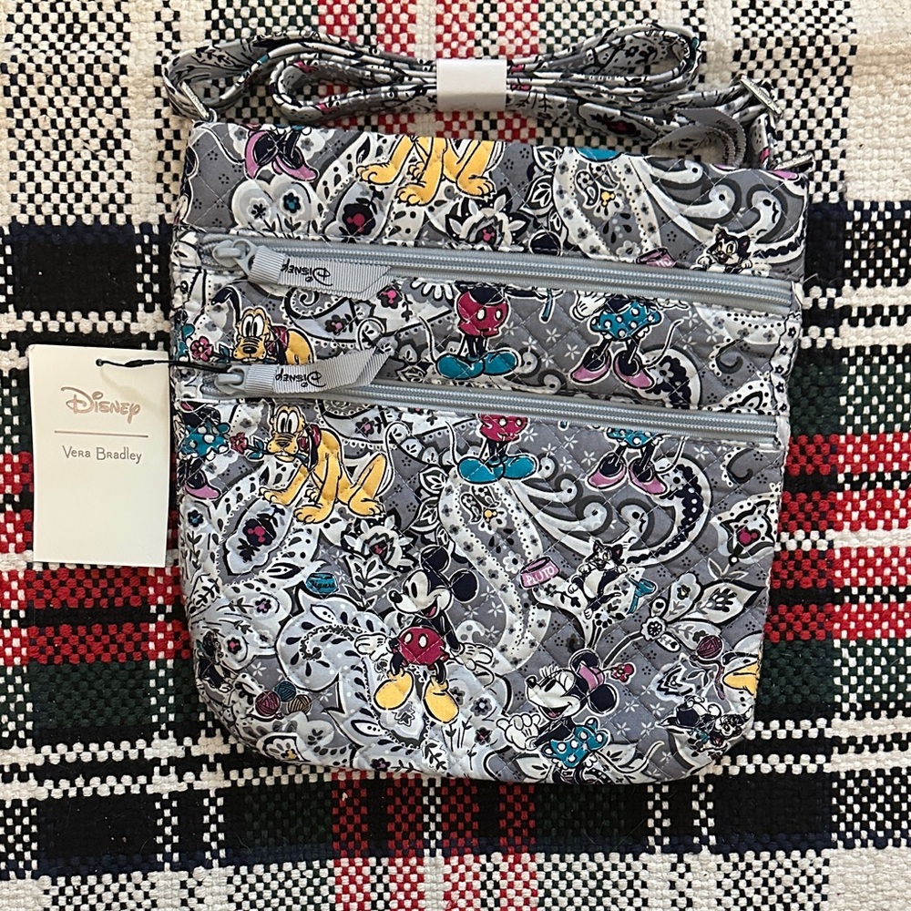Vera Bradley Disney Character Crossbody Bag in Gray triple zip